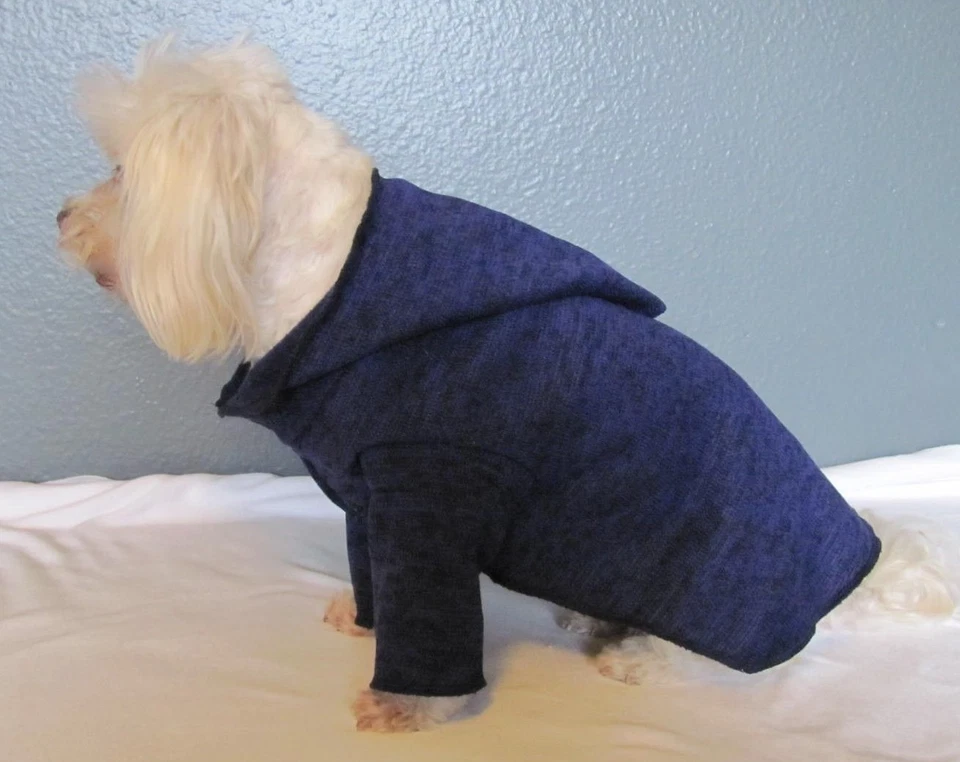 Suéter con Capucha Tejido Azul Marino Manga Larga Perro Cachorro Mascota Ropa XXXS y XXS Foto 1 de 1