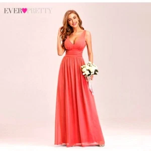 Ever❤️Pretty A Line V Neck Chiffon Elegant Formal Long Dinner Dress - Picture 1 of 9