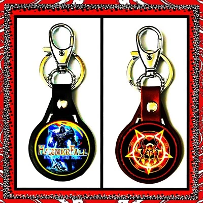 HAMMERFALL 🎸 HAIL TO THE KING II 🇺🇸TWO LEATHER KEYCHAINS 🇺🇸 Foto 1 de 3
