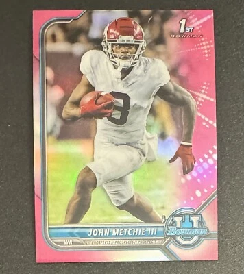 John Metchie III 2022 Bowman Chrome U 1st Pink Refractor #47 - Alabama - Image 1 of 2