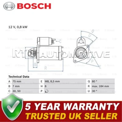 Motor de arranque Bosch para Chevrolet Matiz Spark Aveo Daewoo 1.0 1.2 Foto 1 de 4