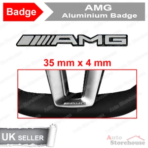 2 x Small AMG Steering Wheel Badge - Chrome Emblem - Picture 1 of 7