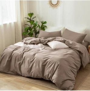 Moomee M01-BN-K Mauve Braun Atmungsaktiv Langlebig Bettwäsche Bettbezug Set Größe King - Bild 1 von 9