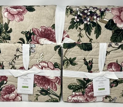 Edredón reversible Pottery Barn~ Adelise floral algodón lino~KING + 2 fundas NUEVO Foto 1 de 4