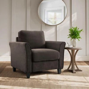 New Modern Alexa Accent Club Chair Curved Arm Microfiber Living Room Furniture - Picture 1 of 9