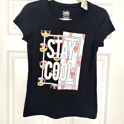 NWT Girls Justice Size 14 Black Short Sleeve Top "Stay Cool" - Image 1 of 4