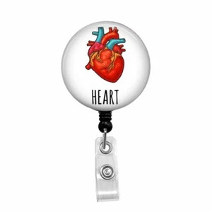 Heart - Retractable Badge Holder - Badge Reel - Lanyards - Stethoscope Tag - Picture 1 of 8