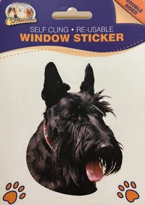 Double Sided Dog Vinyl Window Doors Gates Sticker Self Cling Scottish Terrier - Picture 1 of 3