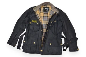 Men's Barbour International Jacket Wax Motorcycles Belted England Size 38 - Picture 1 of 23