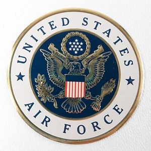 United States Military AIR FORCE Metal Auto Decal Emblem Badge Adhesive - 2 Inch - Picture 1 of 4