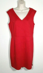 Marc New York Andrew Marc Size 12 Red Sheath Dress Side Zipper V-neck Sleeveless - Picture 1 of 10