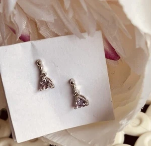 Elegante aretes de oro blanco de 9 quilates con diamantes y amatista - Imagen 1 de 7