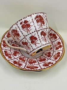 Vintage Rosina Bone China English 4963 rust flowers with gold trim tea cup - Picture 1 of 10