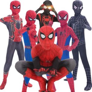 Super Hero Kids Spiderman Cosplay Costume Jumpsuit Outfit Fancy Suit Boys Party
