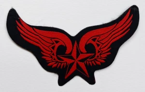 WINGED NAUTICAL STAR SEW ON PATCH - Picture 1 of 1