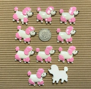 10 Stck. x 1 3/8 Zoll handbemalt Harz Pudel Hündchen Welpe Mädchen Flatback Verzierung - Bild 1 von 2