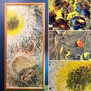 Großes originales abstraktes Impasto Ölgemälde Mitte 20. Jahrhundert im Eichenrahmen - Bild 1 von 24