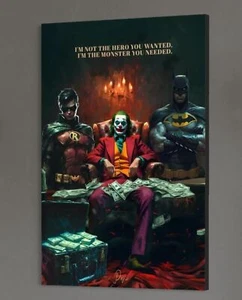 Joker Leinwandbild Batman Robin Farbig Dekoration Kunst Stil Pop-Art - Picture 1 of 2