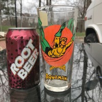 1976 DC Comics/Pepsi Super Series Collectors Glass Tumbler AQUAMAN has fading