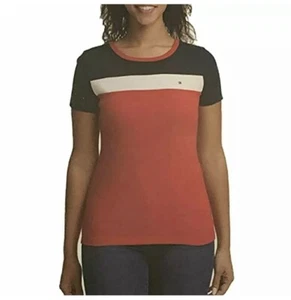 👚 Tommy Hilfiger Women's Short Sleeve T-Shirt (Scarlet, X-LARGE) New w/Tags S1 - Picture 1 of 3