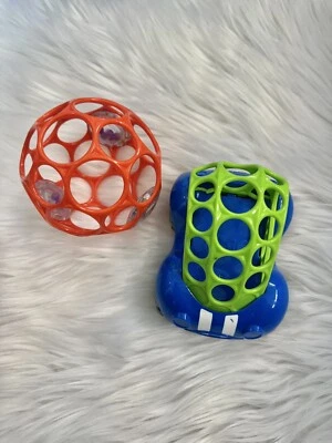 Kids Oball Toddler Toys Easy Grasp O Ball Go Gripper Blue Car Orange Rattle Two - Image 1 of 4