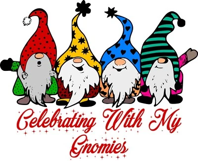 Celebrating With My Gnomies Iron On Transfer-T-Shirt + Light & Dark Fabrics #59 - Изображение 1 из 2