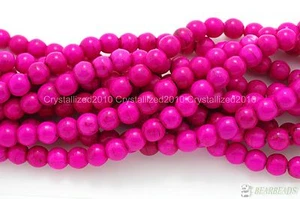 Pink Howlite Turquoise Gemstone Round Beads 2mm 3mm 4mm 6mm 8mm 10mm 12mm 16" - Picture 1 of 9