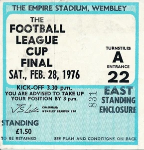 TICKET: LEAGUE CUP FINAL 1976 Newcastle United v Manchester City - EXCELLENT - Picture 1 of 1