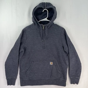 Carhartt Hoodie Pullover Herren mittelblau Relaxed Fit Sherpa gefüttert Half Zip warm - Bild 1 von 15