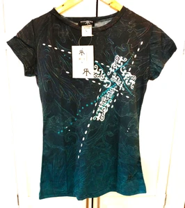 Ropa Regeneration NUEVO CON ETIQUETAS Azul Verde Paisley Como Top Con Cruz Talla L - Imagen 1 de 7