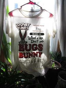 Looney Tunes Ivory T-Shirt Juniors Short Sleeve Bugs Bunny Sz L (11-13)❤️❤️ - Picture 1 of 5