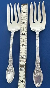 JUEGO VINTAGE DE 2 TENEDORES PARA SERVIR CARNE FRÍA ALVIN PLATEADO RAMO DE NOVIAS - Imagen 1 de 3