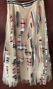 Anthropologie Geisha Designs Mae Tulle Applique Midi Skirt Size Small - Picture 1 of 8