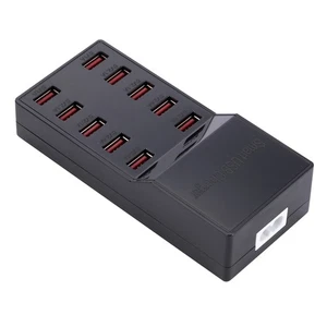 Adaptateur Secteur 10 Ports Multi USB Chargeur Station Hub Mural Charge Rapide Noir - Photo 1 sur 9