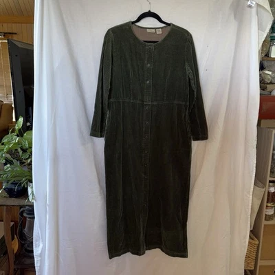 Maxi Vestido de Colección LL Bean Mujer Pana Verde Cabaña Abotonado Talla 6 Regular Foto 1 de 4