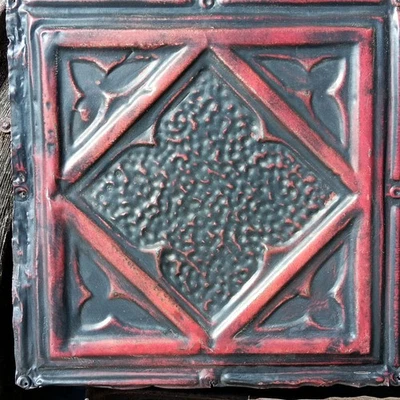 Antigo Teto Gótico Vitoriano Telha de Estanho Quatrifoil Trefoil Cottage Chic - Imagem 1 de 4