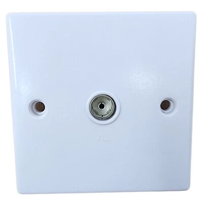 tv aerial socket Single Gang White Coaxial Socket Faceplate for Tv Aerial female - Image 1 of 4