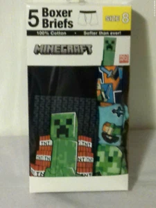 Minecraft  Boys Boxer Briefs  5-pack  size 8  100% cotton  handcrafted - Picture 1 of 5