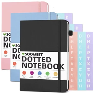 A6 PU Leather Bullet Dotted Journal Notebook Hardcover Dot Grid Notebook 6" x 8" - Picture 1 of 11