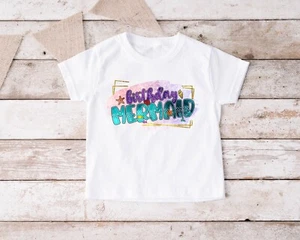 Birthday Mermaid T shirt Kids Toddler Gift Idea Girl Age 1-8 - Picture 1 of 2
