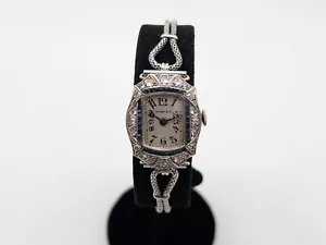 Antique $10,000 Tiffany & Co Natural Blue Sapphire Diamond Platinum Ladies Watch - Picture 1 of 5