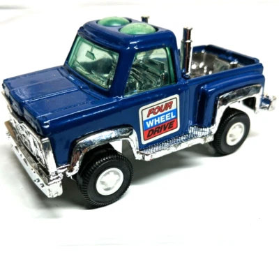 Tootsie 玩具拾取四轮驱动蓝色镀铬内部塑料美国制造  — 第 1/4 张图片