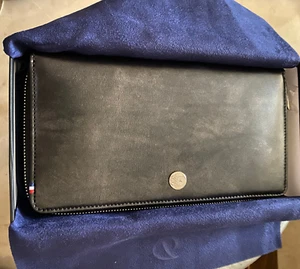 St-Dupont Line D Black Long Smooth Leather Zippered Wallet - Picture 1 of 8