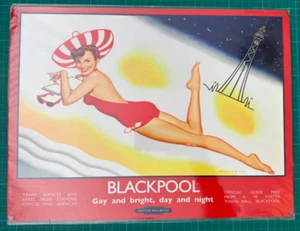 Blackpool British Railways Metal Sign Pin up Girl Novelty Man Cave 40cm x 30cm - Picture 1 of 2