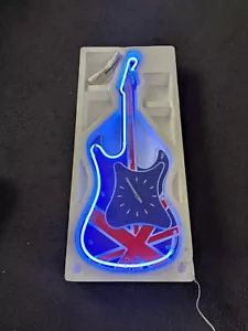 Gadget shop Vintage Large 74cm Union Jack Guitar Neon Wall Clock WORKING - Picture 1 of 4
