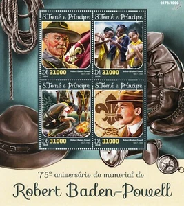 Memorial to ROBERT BADEN-POWELL Scout/Scouts/Scouting Stamp Sheet 2016 Sao Tome - Picture 1 of 1