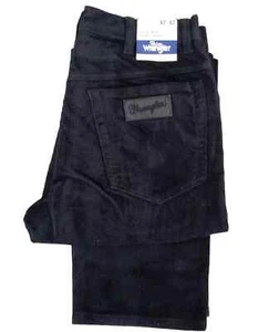 Mens Wrangler Texas Straight Jumbo Thick Corduroy Cord Pants Zip Up - Black - Picture 1 of 3