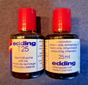👍2 x Edding T25 ROT 25ml Nachfüll-Tusche/Tinte für Permanent Marker👍 - Picture 1 of 1