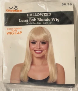 Way to Celebrate Women's Blond Synthetic Halloween Long Bob Hair Wig - NEW - Picture 1 of 2