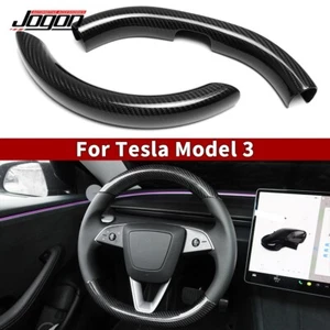 Carbon Steering Wheel Rim Trim For Tesla Model 3 2024+ Driver Side Console Decor - Picture 1 of 9